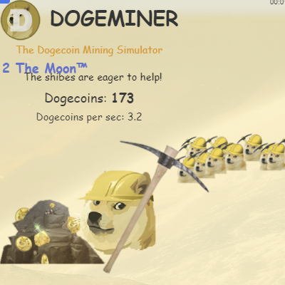 Doge Miner is a clicker game that revolves around collecting virtual currency to fund space exploration. Players start by clicking on a gold coin to mine Dogecoins, gradually earning enough to hire helpers, purchase upgrades, and increase mining efficiency. As the game progresses, new tools and companions become available, enabling faster coin accumulation and unlocking space-related goals. The ultimate objective is to mine enough resources to launch a spaceship to the Moon.