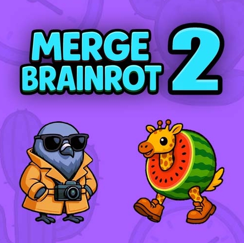 Merge Brainrot 2 presents a field where players move objects from above into a limited space below. These objects, represented by various meme-like icons, react when two of the same type meet. They do not stay the same for long — they change, take on new forms, and move up a fictional scale of evolution. The space fills quickly, and players must decide where each item goes before the next one appears.