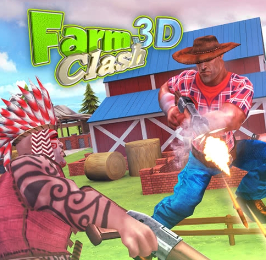Farm Clash 3D is a third-person shooter set on a cartoon-style farm. Two teams face each other in fast matches, where the goal is to eliminate opponents and score as many points as possible before the timer ends.